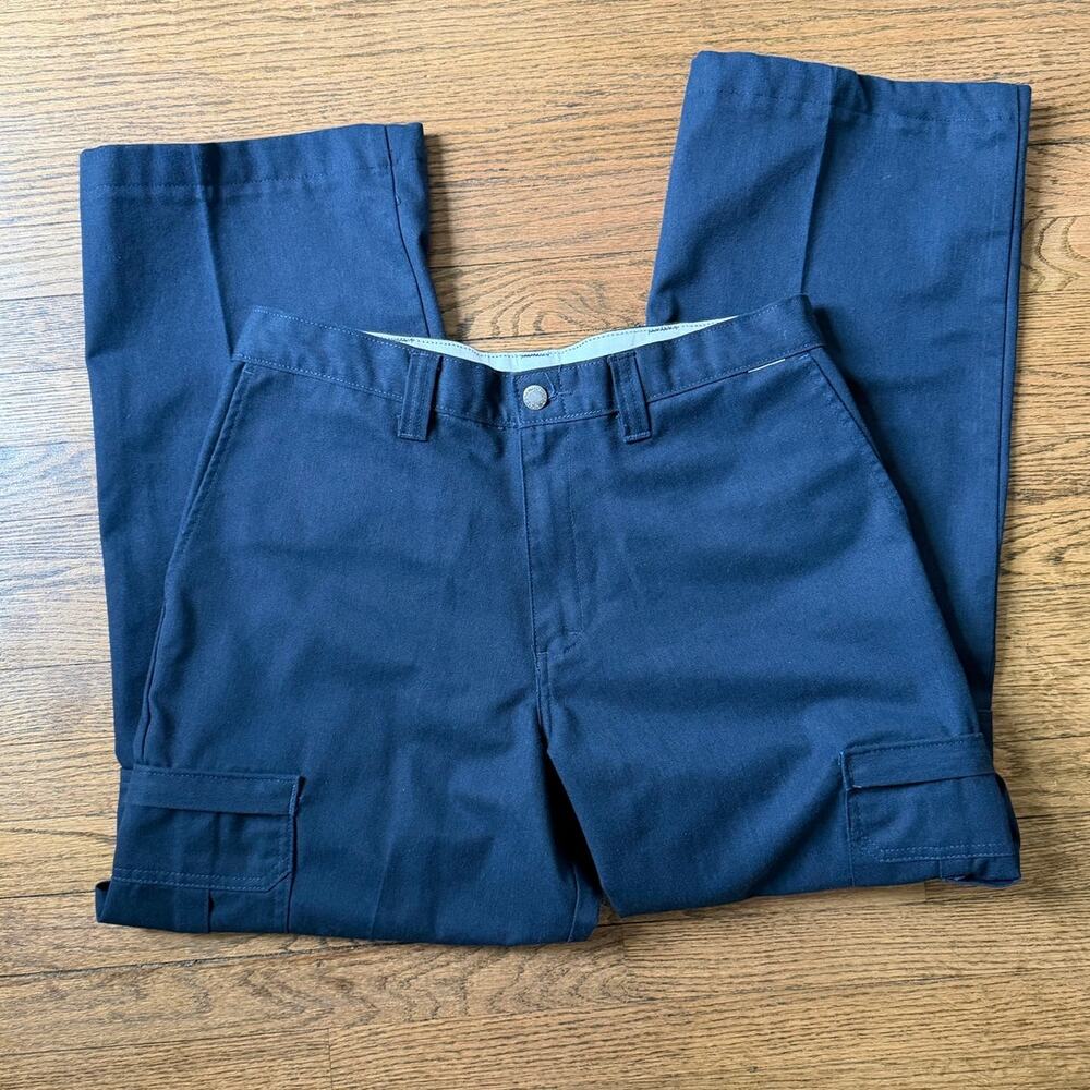 Vtg Dickies Regular Straight Navy Blue Cargo Pants Size 33/28 Skater Y2K